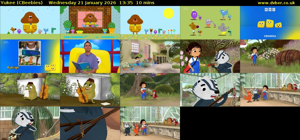 Yukee (CBeebies) Wednesday 21 January 2026 13:35 - 13:45