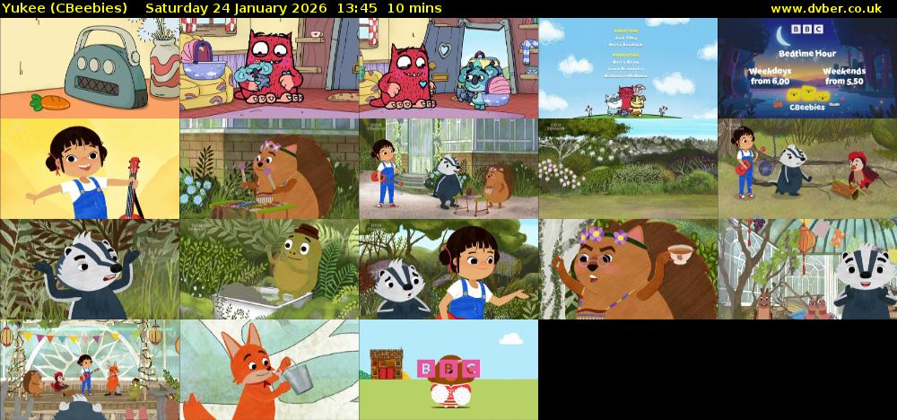 Yukee (CBeebies) Saturday 24 January 2026 13:45 - 13:55