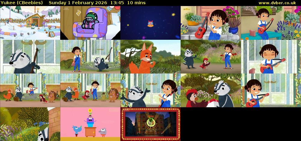 Yukee (CBeebies) Sunday 1 February 2026 13:45 - 13:55