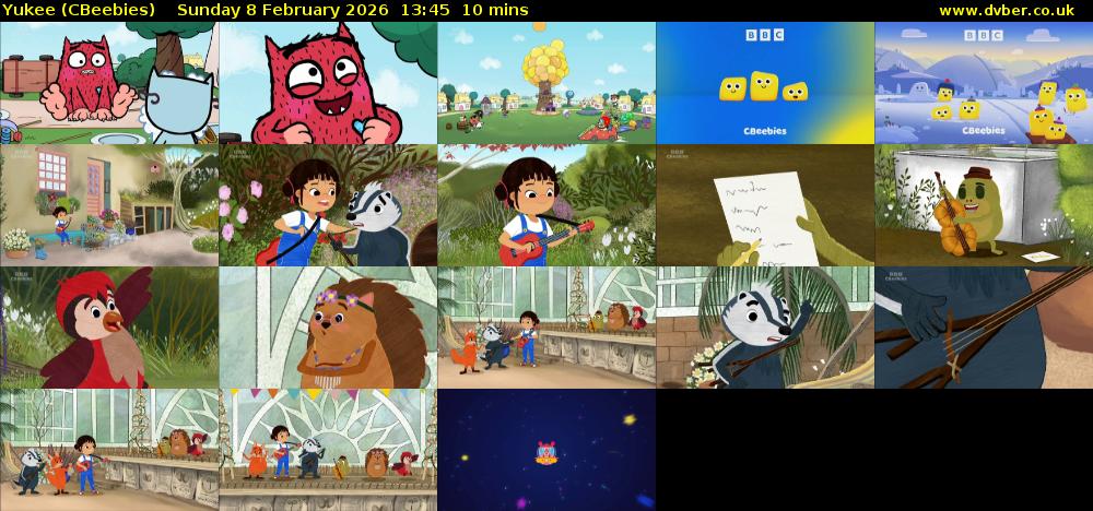 Yukee (CBeebies) Sunday 8 February 2026 13:45 - 13:55