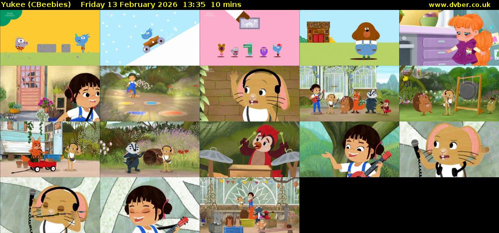 Yukee (CBeebies) Friday 13 February 2026 13:35 - 13:45