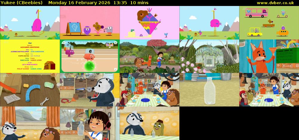 Yukee (CBeebies) Monday 16 February 2026 13:35 - 13:45