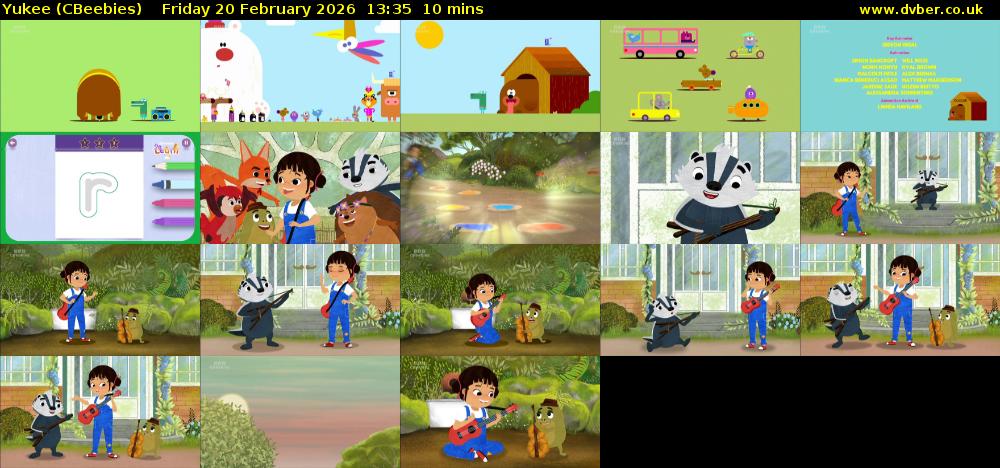 Yukee (CBeebies) Friday 20 February 2026 13:35 - 13:45