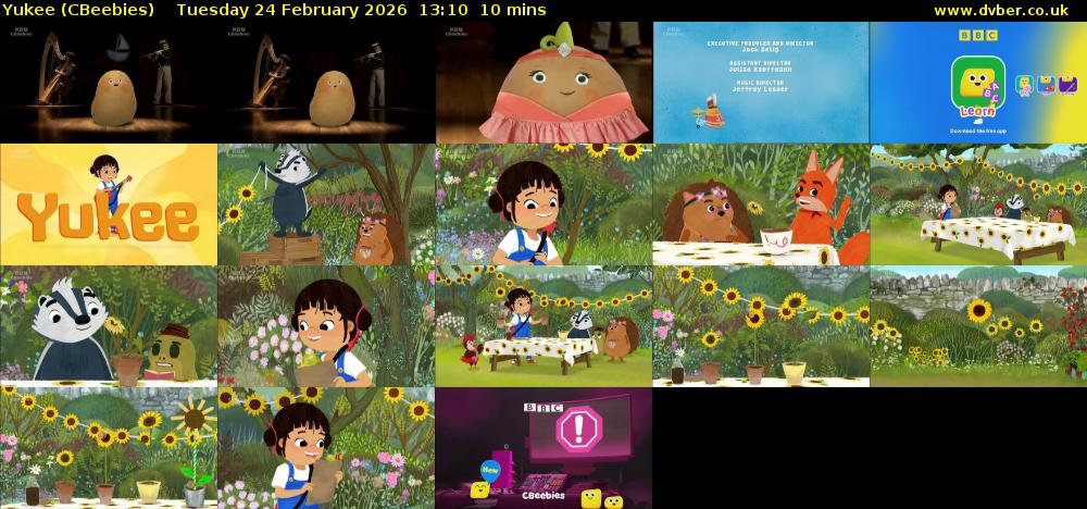 Yukee (CBeebies) Tuesday 24 February 2026 13:10 - 13:20