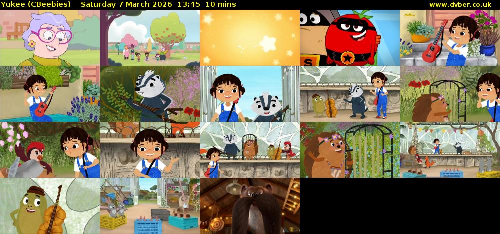 Yukee (CBeebies) Saturday 7 March 2026 13:45 - 13:55