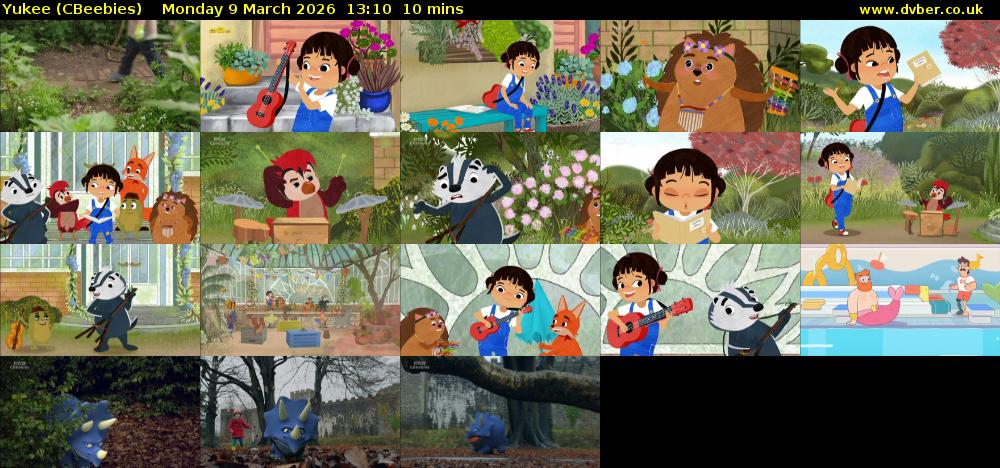 Yukee (CBeebies) Monday 9 March 2026 13:10 - 13:20