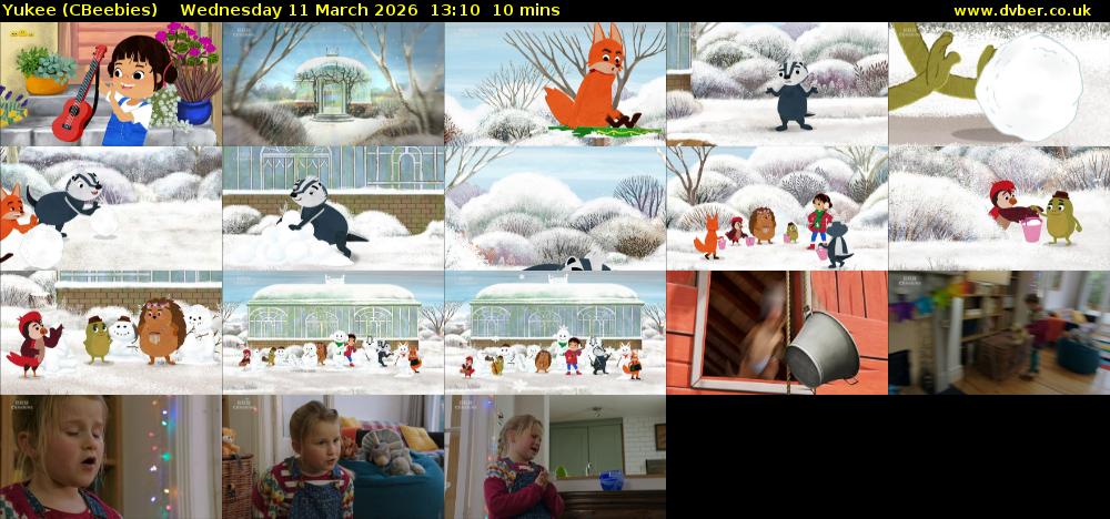 Yukee (CBeebies) Wednesday 11 March 2026 13:10 - 13:20