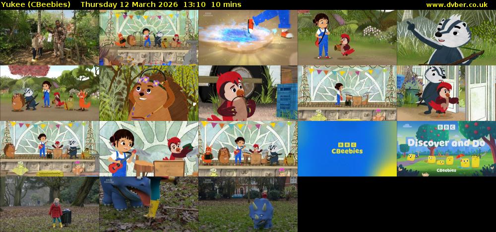 Yukee (CBeebies) Thursday 12 March 2026 13:10 - 13:20