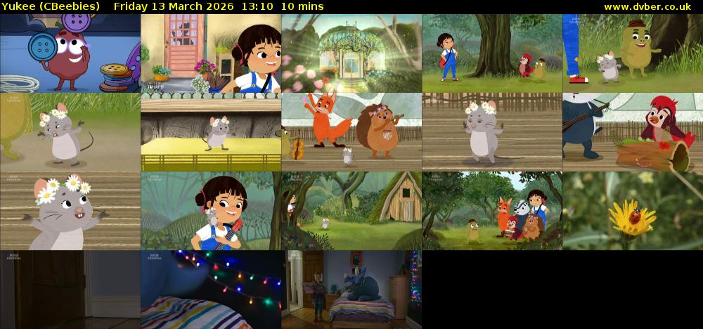 Yukee (CBeebies) Friday 13 March 2026 13:10 - 13:20