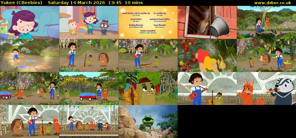 Yukee (CBeebies) Saturday 14 March 2026 13:45 - 13:55