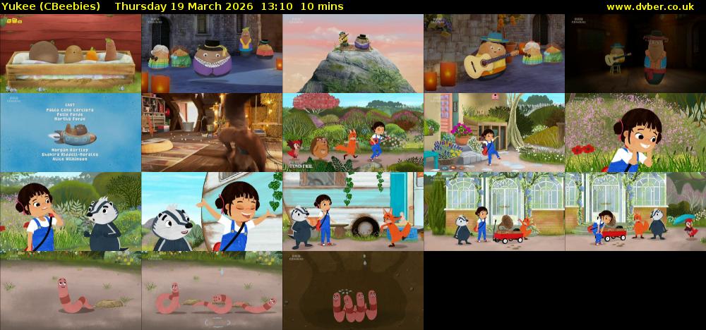 Yukee (CBeebies) Thursday 19 March 2026 13:10 - 13:20