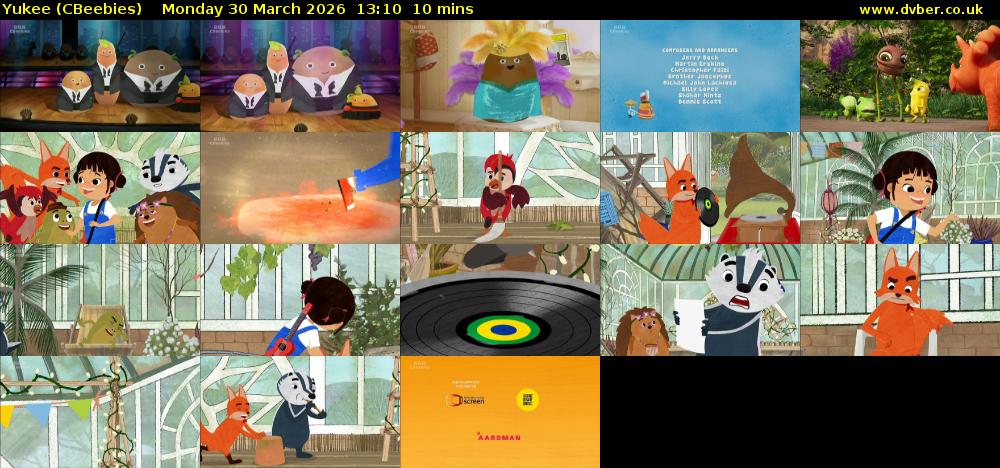 Yukee (CBeebies) Monday 30 March 2026 13:10 - 13:20