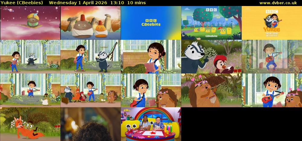Yukee (CBeebies) Wednesday 1 April 2026 13:10 - 13:20