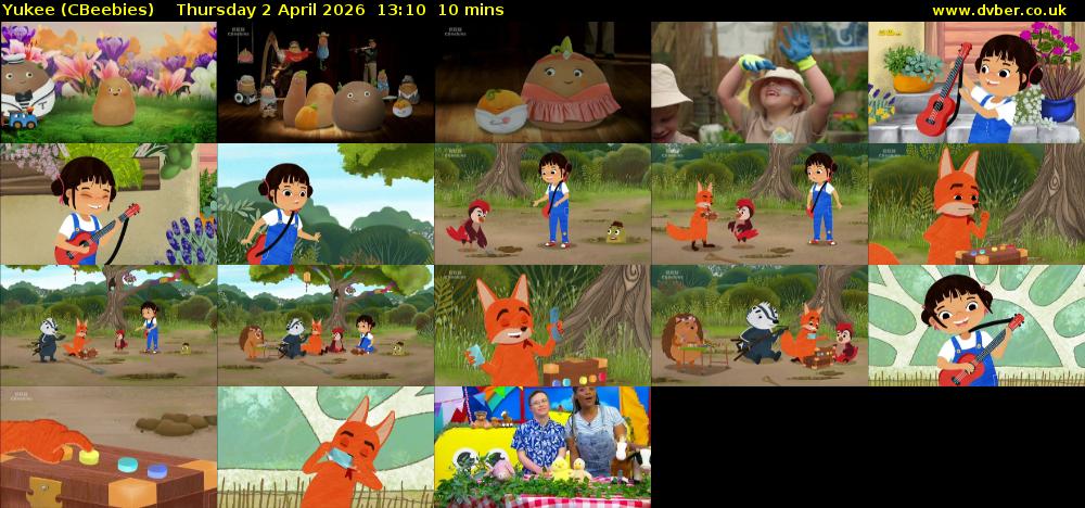 Yukee (CBeebies) Thursday 2 April 2026 13:10 - 13:20