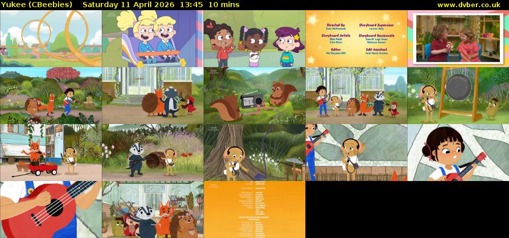 Yukee (CBeebies) Saturday 11 April 2026 13:45 - 13:55
