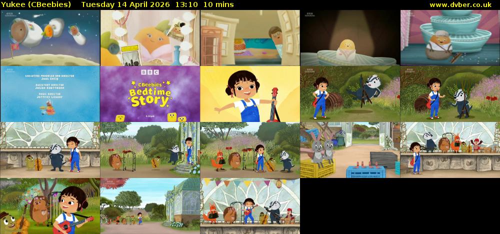 Yukee (CBeebies) Tuesday 14 April 2026 13:10 - 13:20