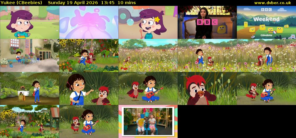 Yukee (CBeebies) Sunday 19 April 2026 13:45 - 13:55