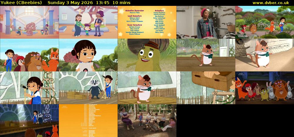Yukee (CBeebies) Sunday 3 May 2026 13:45 - 13:55