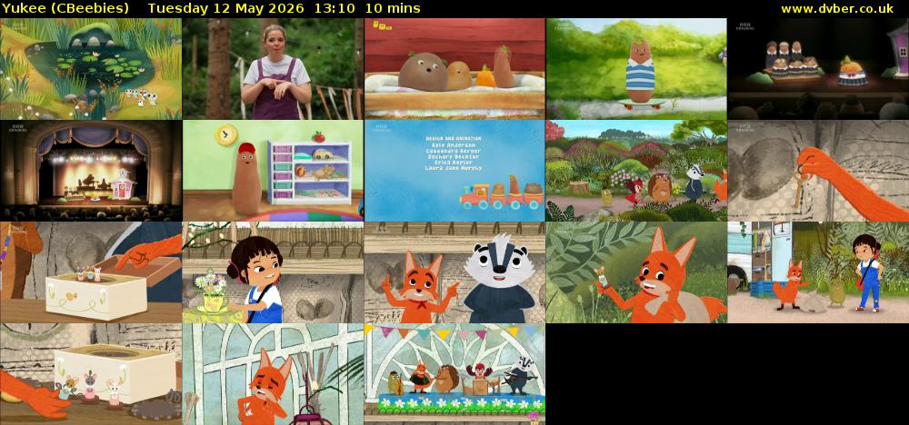 Yukee (CBeebies) Tuesday 12 May 2026 13:10 - 13:20