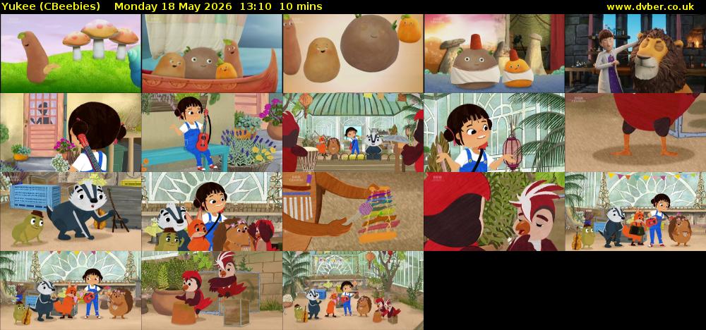 Yukee (CBeebies) Monday 18 May 2026 13:10 - 13:20