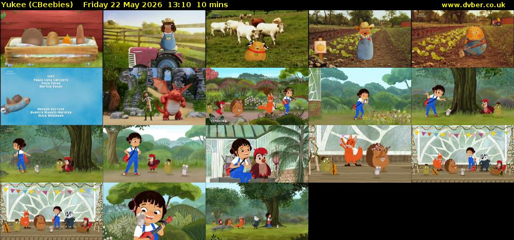 Yukee (CBeebies) Friday 22 May 2026 13:10 - 13:20