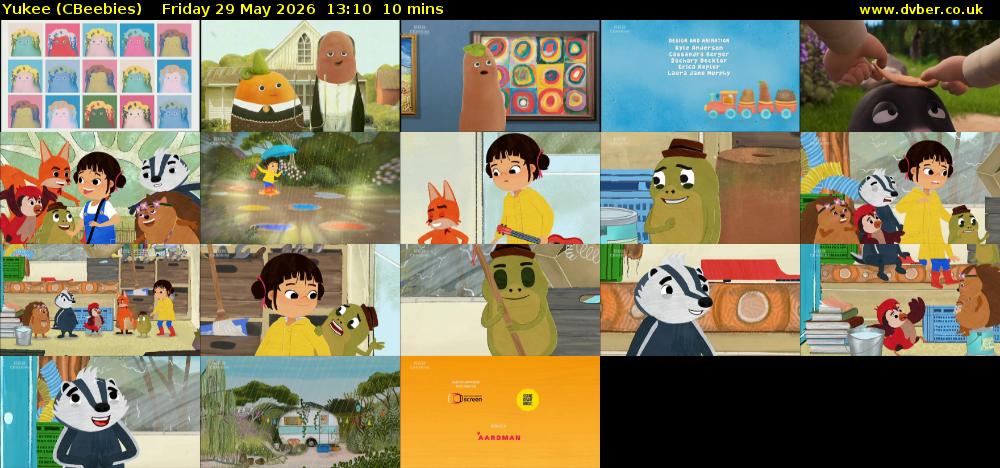Yukee (CBeebies) Friday 29 May 2026 13:10 - 13:20