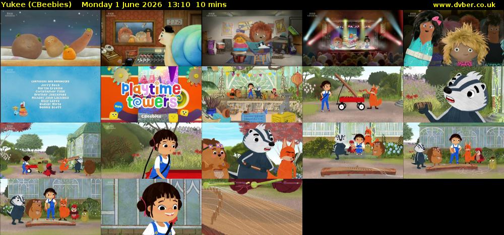 Yukee (CBeebies) Monday 1 June 2026 13:10 - 13:20