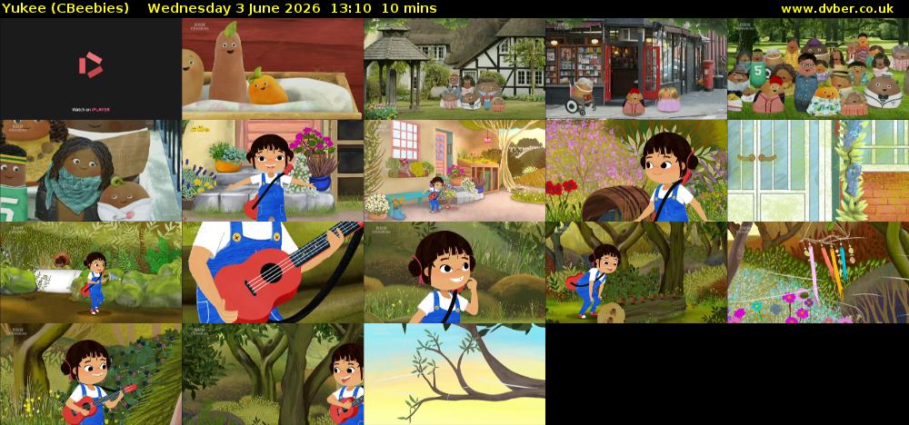Yukee (CBeebies) Wednesday 3 June 2026 13:10 - 13:20