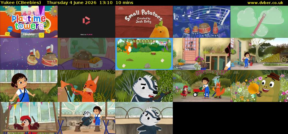 Yukee (CBeebies) Thursday 4 June 2026 13:10 - 13:20