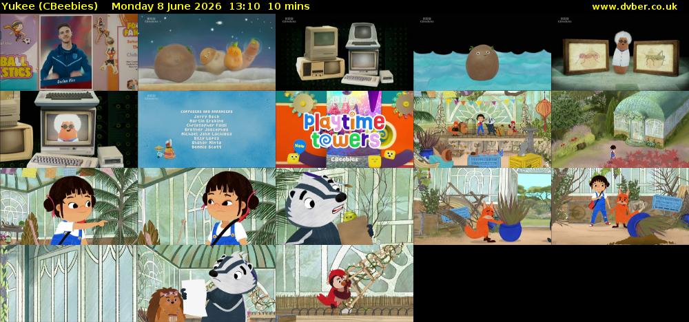 Yukee (CBeebies) Monday 8 June 2026 13:10 - 13:20