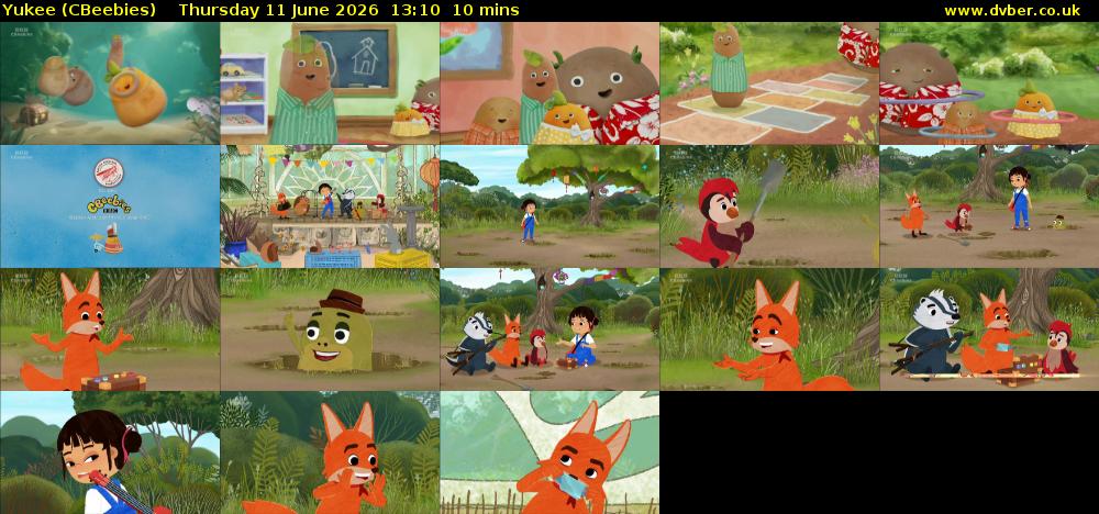 Yukee (CBeebies) Thursday 11 June 2026 13:10 - 13:20