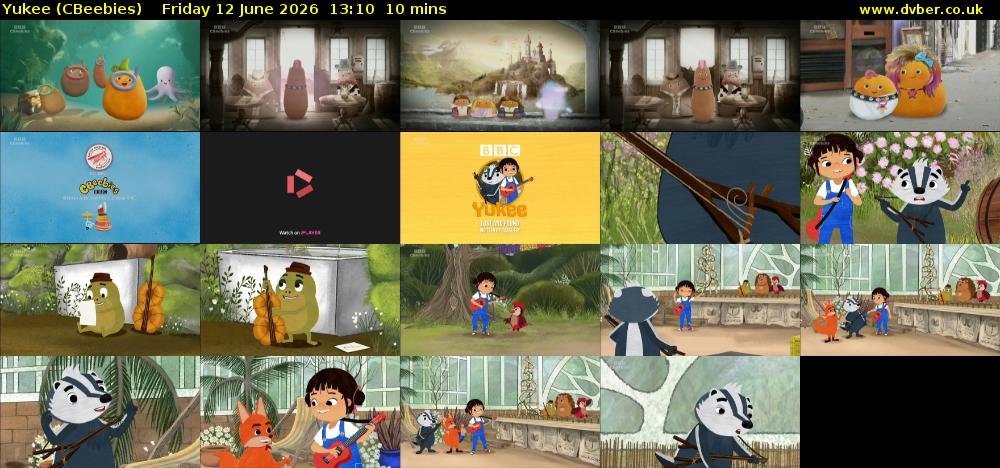 Yukee (CBeebies) Friday 12 June 2026 13:10 - 13:20