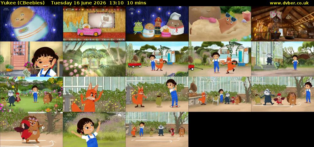 Yukee (CBeebies) Tuesday 16 June 2026 13:10 - 13:20