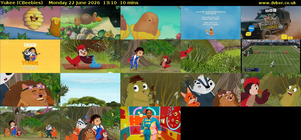 Yukee (CBeebies) Monday 22 June 2026 13:10 - 13:20