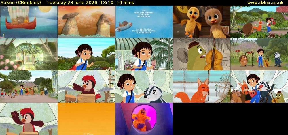 Yukee (CBeebies) Tuesday 23 June 2026 13:10 - 13:20