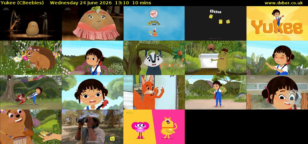 Yukee (CBeebies) Wednesday 24 June 2026 13:10 - 13:20