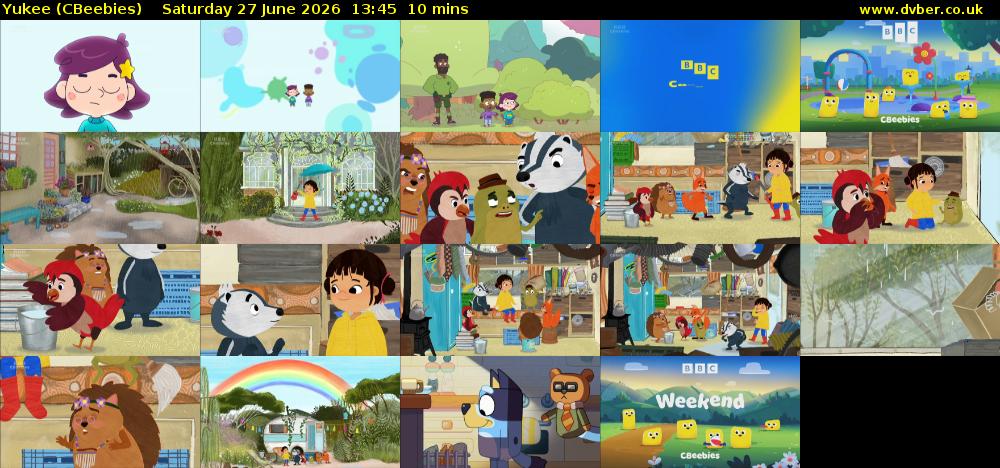 Yukee (CBeebies) Saturday 27 June 2026 13:45 - 13:55
