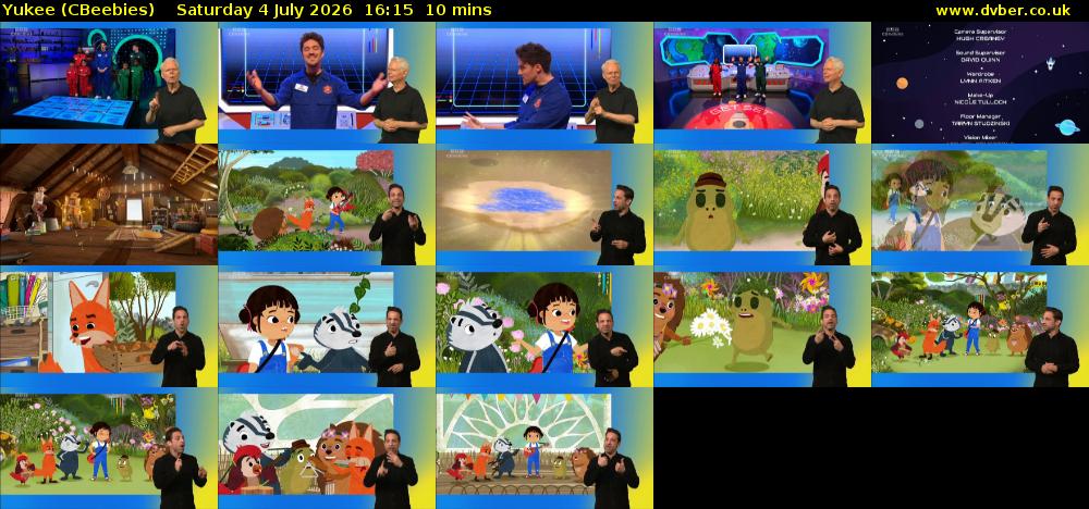 Yukee (CBeebies) Saturday 4 July 2026 16:15 - 16:25