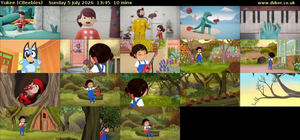 Yukee (CBeebies) Sunday 5 July 2026 13:45 - 13:55