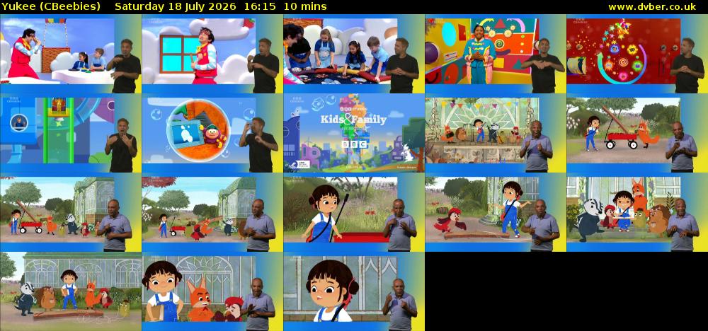Yukee (CBeebies) Saturday 18 July 2026 16:15 - 16:25