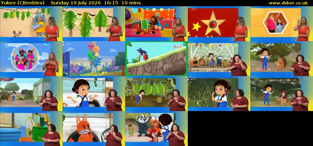 Yukee (CBeebies) Sunday 19 July 2026 16:15 - 16:25