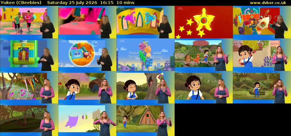 Yukee (CBeebies) Saturday 25 July 2026 16:15 - 16:25