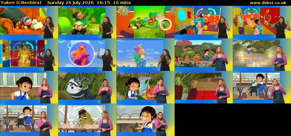 Yukee (CBeebies) Sunday 26 July 2026 16:15 - 16:25