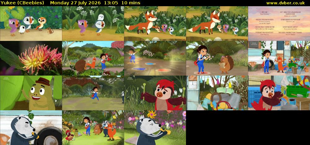 Yukee (CBeebies) Monday 27 July 2026 13:05 - 13:15