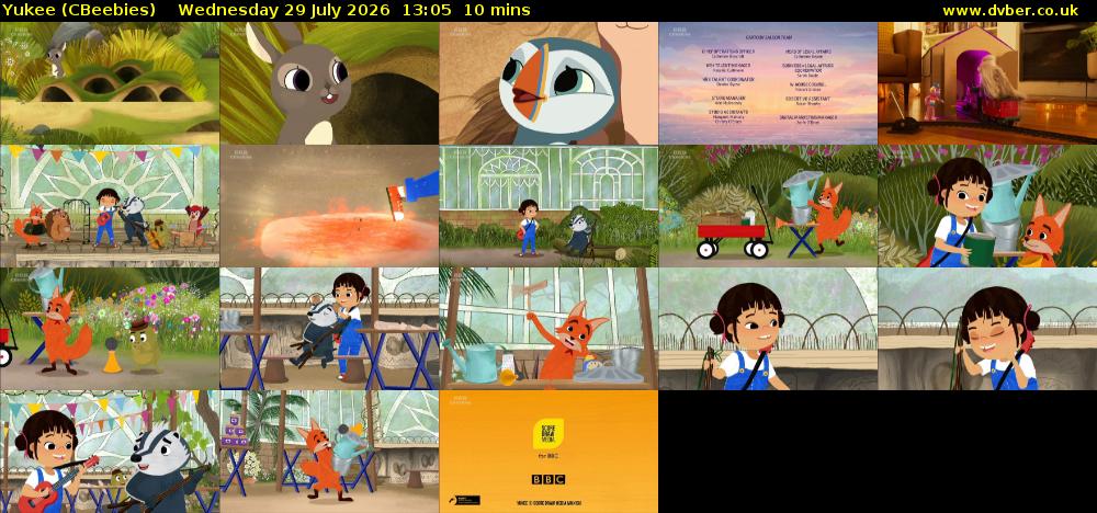 Yukee (CBeebies) Wednesday 29 July 2026 13:05 - 13:15