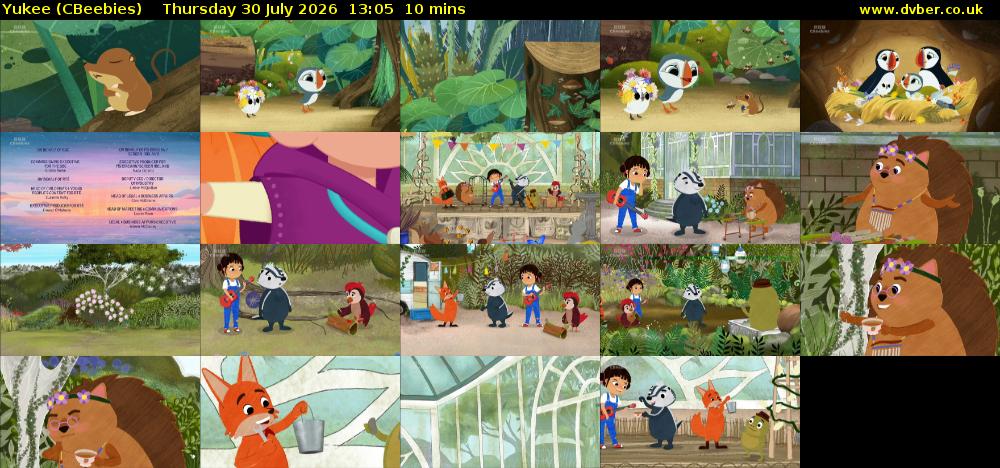 Yukee (CBeebies) Thursday 30 July 2026 13:05 - 13:15