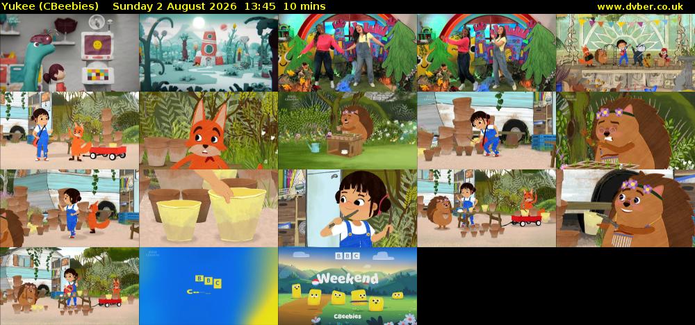 Yukee (CBeebies) Sunday 2 August 2026 13:45 - 13:55