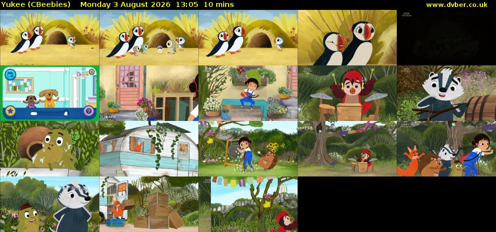 Yukee (CBeebies) Monday 3 August 2026 13:05 - 13:15