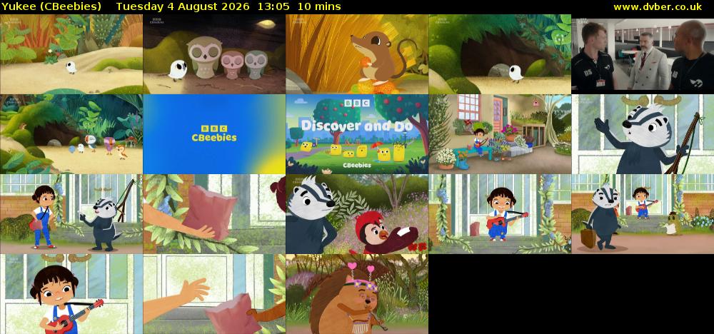 Yukee (CBeebies) Tuesday 4 August 2026 13:05 - 13:15