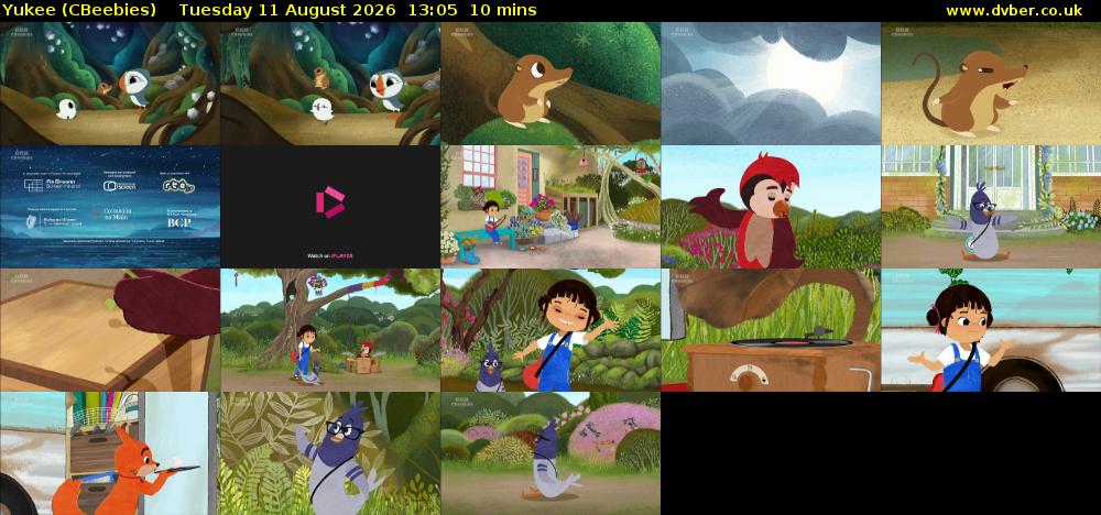 Yukee (CBeebies) Tuesday 11 August 2026 13:05 - 13:15